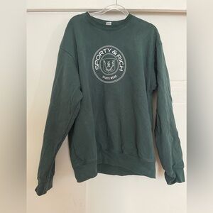 Sporty & Rich Forest Green Logo Print Jumper Sweatshirt M